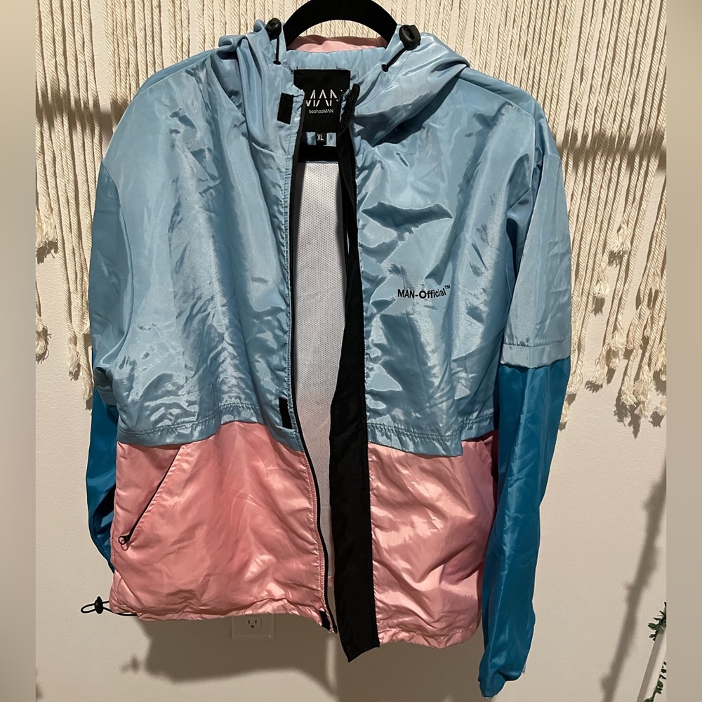 NWOT Boohoo MAN Streetwear Windbreaker Hoodie Jacket Size XL UNISEX - Picture 3 of 12